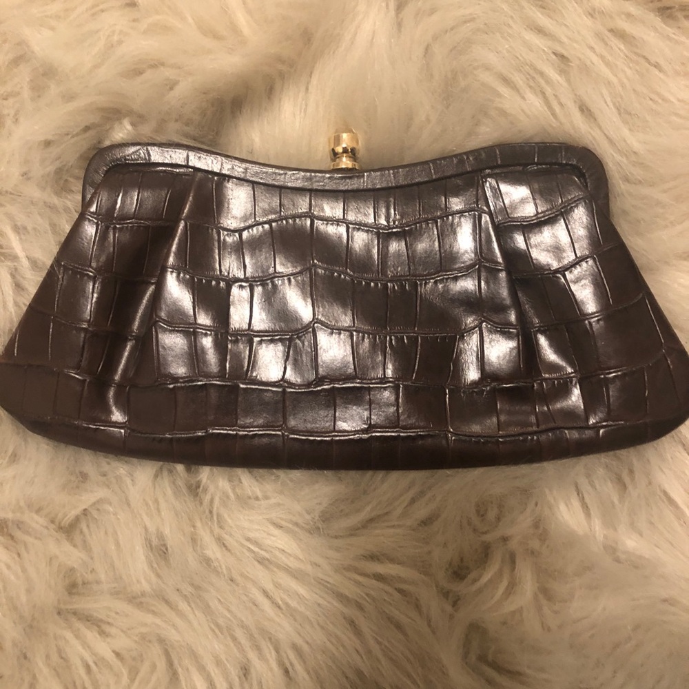 Banana republic brown leather clutch